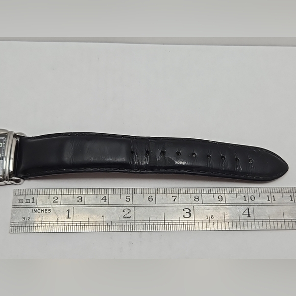 Emporio Armani AR0207 Tank Watch Black Dial Leather Strap Quartz New Battery - Picture 7 of 13